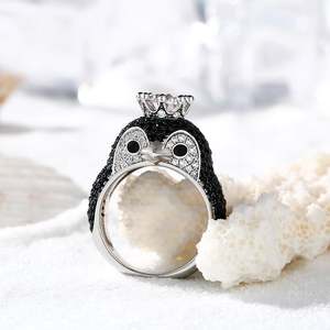 Bague ouverte Jeulia Be Your King Penguin en acier inoxydable plaqué or rose - Product Image 5