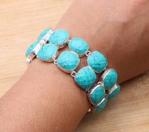 <b>Turquoise</b> 925 Sterling Silver Adjustable Bracelet Handmade Gemstone Jewelry Women Fashion Gift - Product Image 3