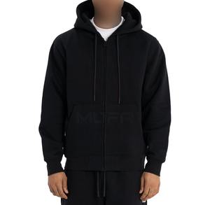 Sudadera con capucha de invierno de algodón 2024 personalizada para hombre, ropa de moda informal con cremallera y estampado en relieve, sudadera con patrón sólido, venta al por mayor 100% - Product Image 1