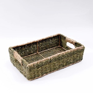 Panier de rangement rectangulaire en jonc de mer - Panier de rangement artisanal olive, vente en gros, écologique, fabriqué au Vietnam - Product Image 1