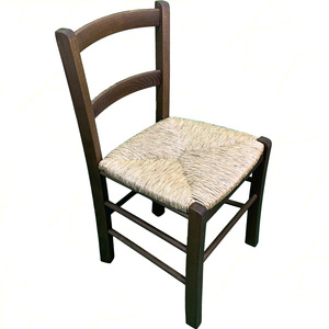 Mezzana Silla de Madera Artesanal con Asiento de Paja Color Nogal 33cm Respaldo 2 Listones para Salón 39,5x36,5x70 cm H 5kg Peso - Product Image 1