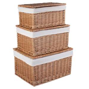 Light Steamed Cotton Lined <b>Wicker</b> Storage Basket Elegant and Durable Product - Product Image 1