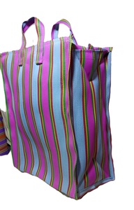 Customizable Eco-Friendly Reusable Zipper <b>Tote</b> Shopping Bag Recycled <b>Plastic</b> Custom Stripes Handles Sustainable Supermarket - Product Image 4