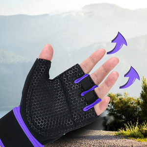 Ropa de entrenamiento de color personalizada Guantes de levantamiento de pesas Entrenamientos de ajuste cruzado Protección de La Palma Entrenamiento Medio dedo Gimnasio Guantes de fitness - Product Image 2