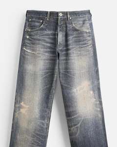 High Quality Custom <b>Men's</b> Baggy <b>Jeans</b> Solid Pattern Vintage Style Mid Waist Casual Trousers with <b>Drawstring</b> Closure Denim Pants - Product Image 5