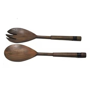 Ensemble de serveurs à salade en bois naturel écologique, cuillère de service, passe au lave-vaisselle, couleur personnalisée pour la vaisselle, salade, soupe, fruits épicés - Product Image 5
