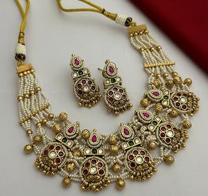 Ensemble de bijoux en laiton plaqué or antique de haute qualité Long collier boucles d'oreilles pour femmes filles pour fête mariage Moissanite cadeau - Product Image 1