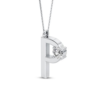 Colgante con Inicial Personalizada, Diamante Cultivado en Laboratorio VVS VS EF, Plata de Ley 925 con Acabado en Oro, Joyería Fina de Moda - Product Image 1
