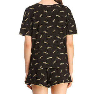 Femmes été surdimensionné t-shirt short pantalon ensemble en gros Logo personnalisé Style décontracté Vintage ménage porter deux pièces ensemble - Product Image 5