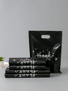 Merci HDPE transporter sac à provisions impression personnalisée logo Transparent découpé en plastique au détail Durable mode sac cosmétique - Product Image 3