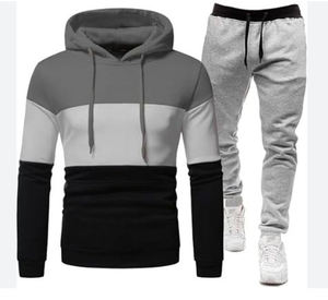 Ensemble de survêtement décontracté pour homme, 2 pièces, tissu respirant en tricot de spandex/coton, sweat à capuche à carreaux chaud d'été, pantalon long - Product Image 5