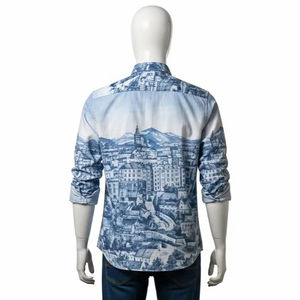 Chemise pour homme en lin et coton écologique, imprimée par transfert thermique, respirante, décontractée, pour tous les jours, vente en gros, fournisseur d'usine OEM, exportation UE - Product Image 5