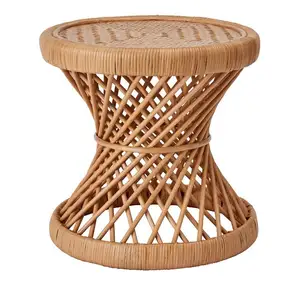 Table de style artistique avec rotin tissé et table basse ronde en bambou pour terrasse jardin maison - Product Image 1