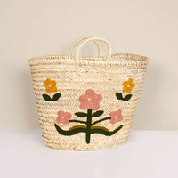 Sac de plage marocain en paille tressé à la main, forme selle, imperméable, tendance, brodé, deux poignées, motifs floraux, pour femme, été 2024