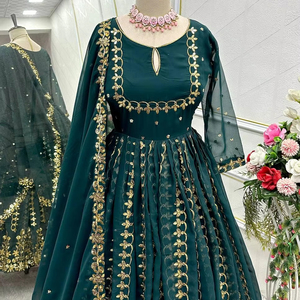 Vestido de Fiesta de Seda para Mujer, Diseño de Diseñador, con Pantalón y Dupatta - Product Image 1