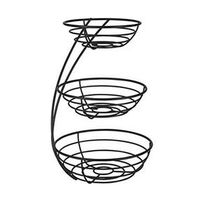 Panier à fruits en fil métallique sur deux niveaux, design moderne, finition noire thermolaquée, pour banquets luxueux et accessoires de cuisine - Product Image 5