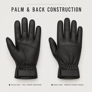 Custom OEM Wholesale Full Grain Goatskin <b>Leather</b> Motorcycle Riding <b>Gloves</b> Touchscreen Cruiser Touring Reinforced Palm Breathable - Product Image 2
