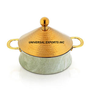 Marmite isolée en métal fini argent mat pour garder les aliments au chaud dernière arrivée concepteur fait à la main nouveau chauffe-aliments en métal - Product Image 6