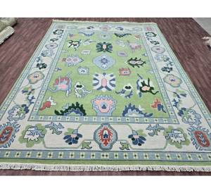 Auténtica alfombra de lana Oushak anudada a mano, diseño floral persa, para decoración de sala de estar y dormitorio, multicolor. - Product Image 3