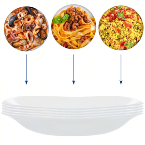 Parma Set di 6 piastre profonde in vetro opale temperato bianco ø23cm resistenti alle alte temperature e agli urti per microonde - Product Image 4
