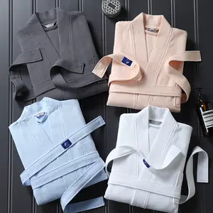 100% cotton 100% cotton Waffle thiết kế áo choàng tắm chất lượng khách sạn Áo choàng tắm