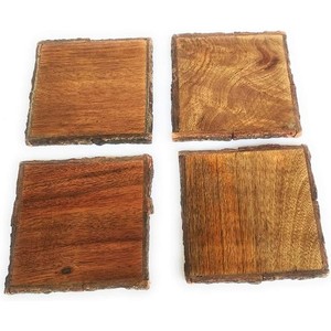 Posavasos de madera hechos a mano, posavasos de madera maciza de acacia, juego de posavasos con alfombrilla aislante para el hogar - Product Image 5