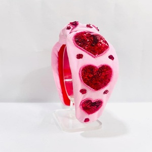 Valentine's Day Collection of Gorgeous Handcrafted Top Knot Hairbands Sequin Beaded <b>Headbands</b> with Unique Design - Product Image 1