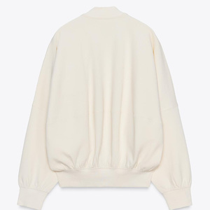 Sweat-shirt à fermeture éclair confortable pour femmes sweat-shirt zippé léger taux bon marché couleur unie et Logo épaule tombante réglable - Product Image 4