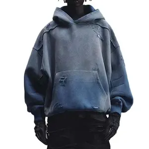 Finch konfeksiyon 500 gsm hoodie asit yıkama hoodie üretici sıkıntılı erkekler için 2024 boy fransız terry hoodies