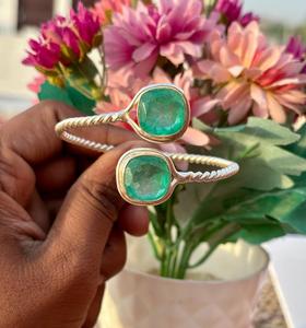 Cristal d'émeraude pierre précieuse 925 argent Sterling bracelet réglable bijoux pour femmes spécial Unique émeraude bracelet cadeau pour elle - Product Image 5