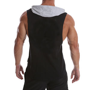 <b>Men's</b> Custom Logo <b>Sleeveless</b> Workout <b>Hoodie</b> Winter Sports Bodybuilding Stringer Gym Cut Muscle Hoodies with Digital Printing - Product Image 2