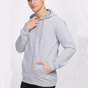 เสื้อฮู้ดซิปผ้าฝ้าย 100% สำหรับผู้ชาย ลายเรียบ แขนยาว พร้อมบริการพิมพ์ลายตามสั่ง ราคาขายส่ง - Product Image 2