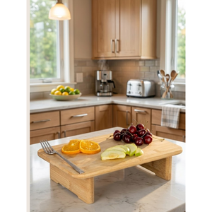 Bamboo Rectangular Chopping Board with <b>Stand</b> for Bread Meat <b>Vegetables</b> - Product Image 1