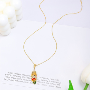 Collana di piume di speranza di rame gioielli a catena lunga Design semplice collana pendente per le donne - Product Image 5