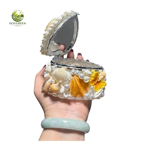 Boîte de rangement pour bijoux en coquillages naturels personnalisée, ornée de perles, boîte à bibelots en forme de coquille de papillon pour souvenir - Product Image 6