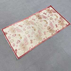 Vintage Turkish Rug 2.4x4.5 ft (73x138 cm), <b>Red</b> Plants & trees <b>Wool</b> Rug - Product Image 2