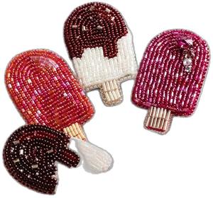 Ornements de Noël en cristal brodés et perlés à la main, papillon, zari, rose, décorations de vacances illuminées, ornement suspendu - Product Image 5