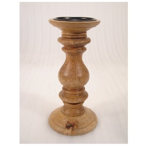 <b>Red</b> Polished Solid Wood Pillar <b>Candle</b> Holder for Home Living Room Table Top Decoration Use Solid Wood Pillar Holder - Product Image 3