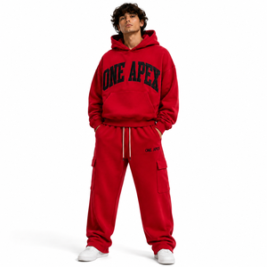 Conjunto Deportivo ONEAPEX para Hombre, Sudadera con Capucha Roja Clásica, Algodón Grueso Premium, Corte Regular, Transpirable, Secado Rápido, Verano - Product Image 1