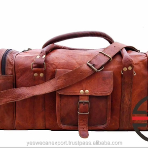 Sacs à bagages de gymnastique en cuir marron pour sac de voyage en cuir véritable Vintage taille personnalisée en 27243 RVM0015 unisexe - Product Image 4