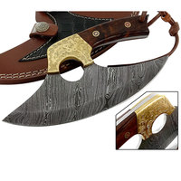 Couteau à pizza artisanal en acier Damas de qualité industrielle, tête de hache, manche en bois, étui en cuir, garantie 3 ans, personnalisable, haute qualité