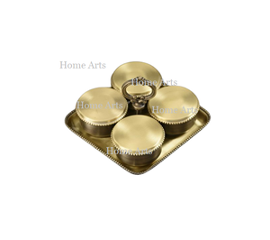 Lot de 3 bols à fruits secs en aluminium avec plateau Serveur de noix de forme ronde couleur argent de meilleure qualité pour la vaisselle - Product Image 4