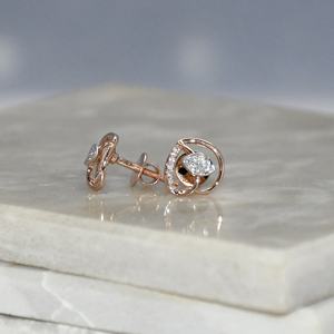 Boucles d'oreilles en or jaune de luxe 14Kt 18Kt rond en diamant taille brillant certifié IGI VDS cadeau de fiançailles pour femme - Product Image 2