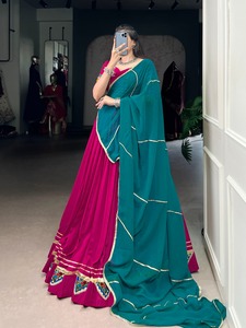 Heavy Pink Velvet <b>Chaniya</b> Lehenga <b>Choli</b> with Gamthi Work & Embossed Design Formal Wedding Wear - Product Image 2