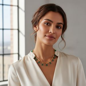 Collar Chapado en Oro de Plata de Ley 925 con Forma de Gota de Ónix Verde Ajustable Fabricación de Joyas Hechas a Mano Compromiso Fiesta de Boda - Product Image 5