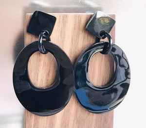 Pendientes de Aro Gruesos de Resina, Joyería de Moda, Pendientes de Acrílico Negro para Mujer, Artesanías de Resina Bh - Product Image 3