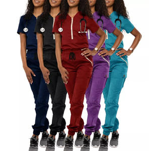 Plus Size Women's Medical Scrubs <b>Sets</b> Stretchy Fabric Top Pants Comfortable Spandex Material for <b>Doctors</b> Hospital Uniforms - Product Image 1