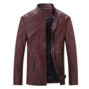 Chaqueta de Cuero Genuino para Hombre, Invierno, Cálida, Resistente al Viento, Cuello Alto, Diseño con Letras, Ecológica, Secado Rápido, Transpirable, Calidad Premium - Product Image 1