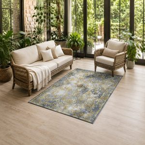 Tapis de salon en chenille antidérapant, imprimé numérique effet marbre multicolore neutre, lavable en machine, vente en gros RUGS DEPOT LXDP-0286 - Product Image 6