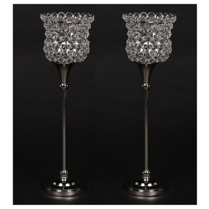Portavelas votivo redondo grande de cristal, plateado, de acero inoxidable, con acabado elegante, perfecto para decoración de mesa con estilo en el hogar y eventos. - Product Image 6